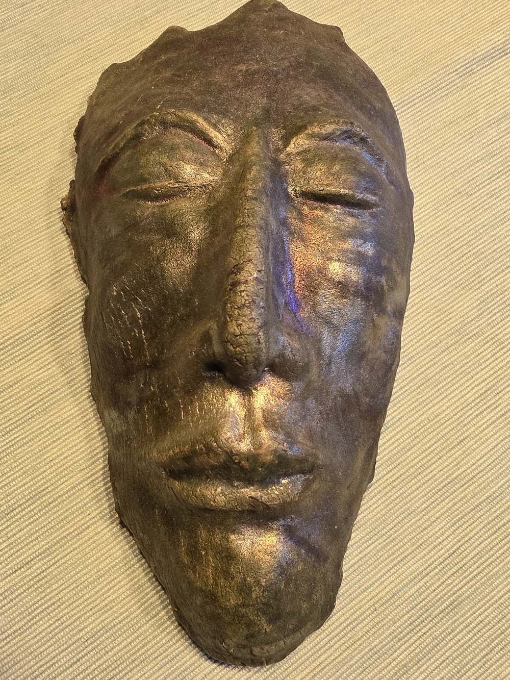 Raku Pottery Face Mask Wall Art Signed